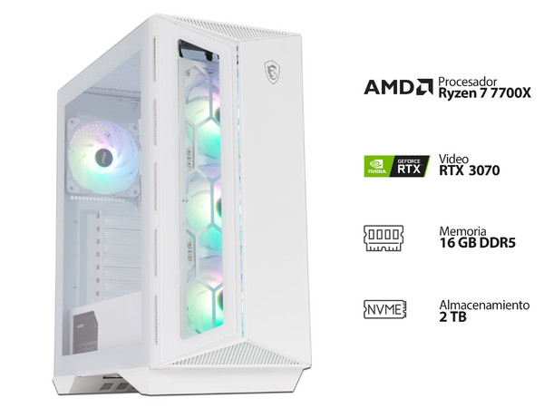 Pcel PC Gamer PCEL MEGA III WHITE: Procesador AMD Ryzen 7 7700X (hasta 5.4 ...