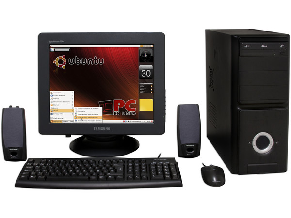 Computadora PCEL L430UB,
Procesador Intel Celeron 430 a 1.8GHz,
Memoria 1GB DDR2, D.D. 80GB, DVD±R/RW 22X,
Monitor CRT 17pds, Red 10/100,
Video, Bocinas, Teclado y Mouse,
Sistema Operativo Linux Ubuntu