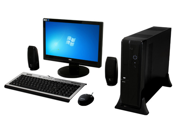 Computadora PC en Línea Slim 7 Negra,
Procesador AMD Sempron 140 a 2.7GHz,
Memoria de 2GB PC2-5300 DDR2,
D.D. de 500GB, Multi DVD±R/RW,
Monitor LCD AOC de 15.6