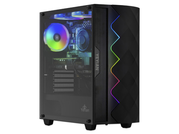 PC Gamer Yeyian SHOGE 24FOB: 
Procesador Intel Core i5 12400F (hasta 4.4 GHz), 
Memoria de 16GB DDR4, 
SSD de 1TB, 
Video NVIDIA GeForce RTX 4060Ti, 
S.O. Windows 11 Home (Versión de Prueba).