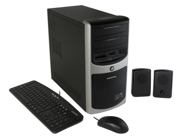 Computadora Emachines ET1160-01m,
Procesador AMD Sempron LE-1150 (2.0GHz),
Memoria 1GB PC2-5300 DDR2,
D.D. de 160GB, DVD±R/RW,
Red, No incluye Sistema Operativo,
No Incluye Monitor.