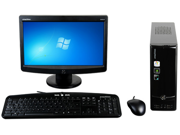 Mini Computadora Emachines EL1321-12M,
Procesador AMD Athlon LE1660 (2.8 GHz),
Memoria 1GB DDR2 (800 MHz),
D.D. de 160GB SATA, DVD±R/RW,
Red, Windows 7 Starter (32 Bits),
Monitor LCD Wide de 15.6