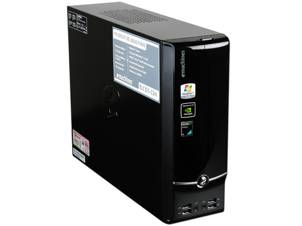Mini Computadora Emachines EL1321-12M,
Procesador AMD Athlon LE1660 (2.8 GHz),
Memoria 1GB DDR2 (800 MHz),
D.D. de 160GB SATA, DVD±R/RW,
Red, Windows 7 Starter (32 Bits),
Monitor LCD Wide de 15.6