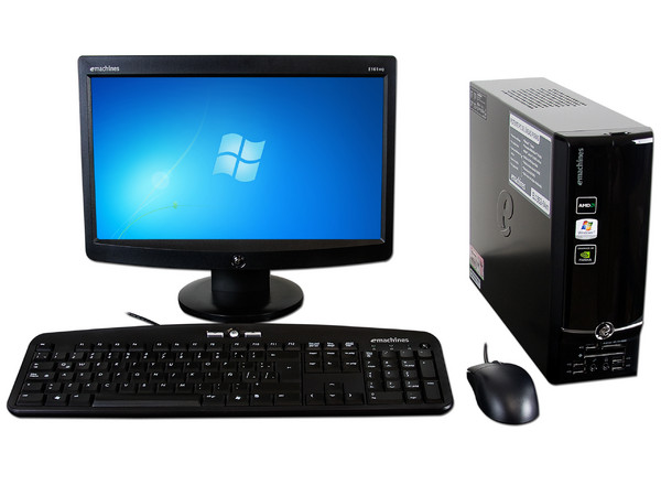 Mini Computadora Emachines EL1352-04M,
Procesador AMD Athlon II 160u (1.8GHz), ,
Memoria 2 GB DDR3,
D.D. de  320GB SATA, DVD±R/RW,
Red, Windows 7 Starter
Monitor LCD Wide de 15.6