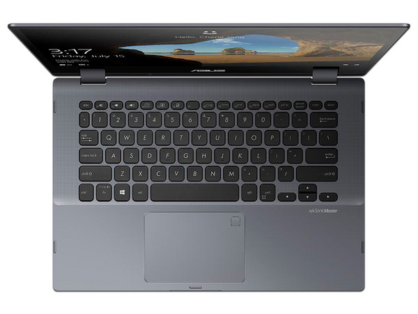 Laptop ASUS Vivobook Flip 14:
Procesador Intel Core i3 8145U (hasta 3.90 GHz),
Memoria de 4GB DDR4,
SSD de 128GB,
Pantalla de 14