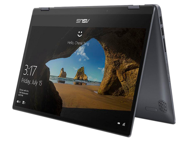 Laptop ASUS Vivobook Flip 14:
Procesador Intel Core i3 8145U (hasta 3.90 GHz),
Memoria de 4GB DDR4,
SSD de 128GB,
Pantalla de 14