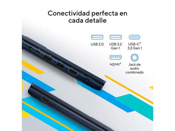 Laptop ASUS VivoBook F1404VA-NK1055X:
Procesador Intel Core i5 1334U (hasta 4.6 GHz),
Memoria de 8GB DDR4,
SSD de 512GB,
Pantalla de 14