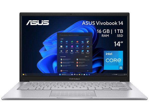 Laptop ASUS VivoBook F1404VA-NK1055X:
Procesador Intel Core i5 1334U (hasta 4.6 Ghz),
Memoria de 16GB DDR4,
SSD de 1TB,
Pantalla de 14