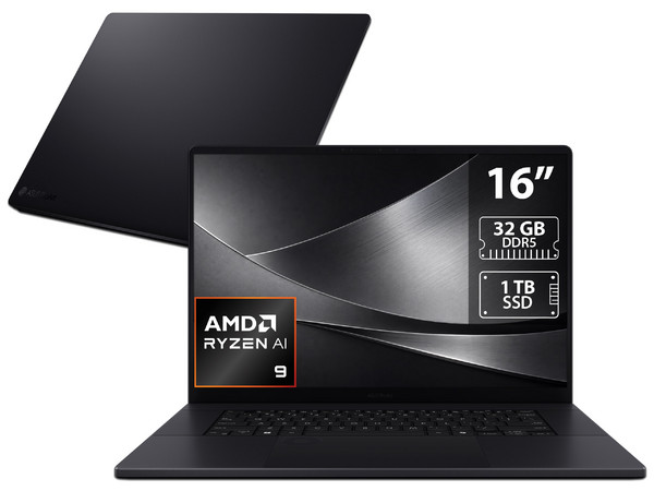 Laptop ASUS ProArt 16: 
Procesador AMD Ryzen AI 9 HX 370 (hasta 5.1 GHz), 
Memoria de 32GB DDR5, 
SSD de 1TB, 
Pantalla de 16