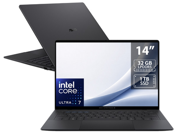 Laptop ASUS ExpertBook Ultra: 
Procesador Intel Core Ultra 7 356H (hasta 4.7 GHz), 
Memoria de 32GB LPDDR5X, 
SSD de 1TB, 
Pantalla de 14