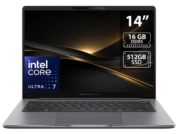 Laptop ASUS ExpertBook P5405CAA:
Procesador Intel Core Ultra 7 365H (hasta 4.7 GHz),
Memoria de 16GB DDR5,
SSD de 512GB,
Pantalla de 14