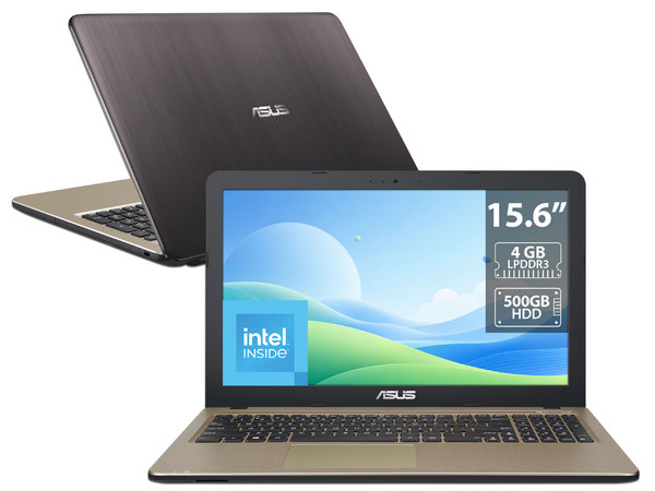 Laptop ASUS A540NA:
Procesador Intel Celeron N 3350 (hasta 2.40 GHz),
Memoria de 4GB LPDDR3,
Disco Duro de 500GB,
Pantalla de 15.6