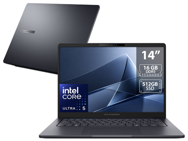 Laptop ASUS ExpertBook B5405CCA:
Procesador Intel Core Ultra 5 255H (hasta 4.9 Ghz),
Memoria de 16GB DDR5,
SSD de 512GB,
Pantalla de 14