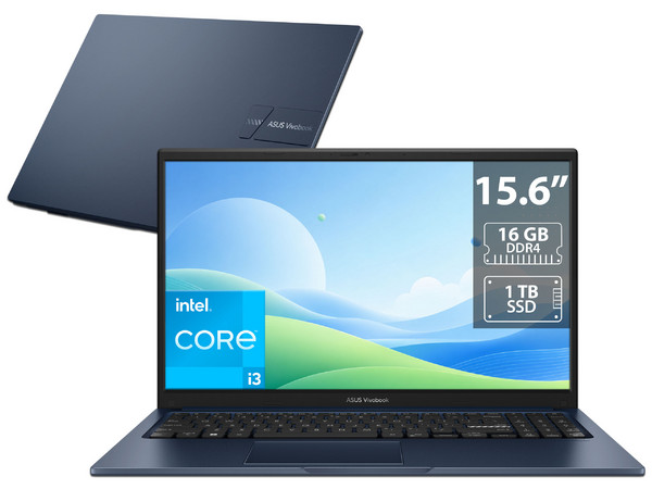Laptop ASUS VivoBook: 
Procesador Intel Core i3 1315U (hasta 4.5 GHz), 
Memoria de 16GB DDR4, 
SSD de 1TB, 
Pantalla de 15.6
