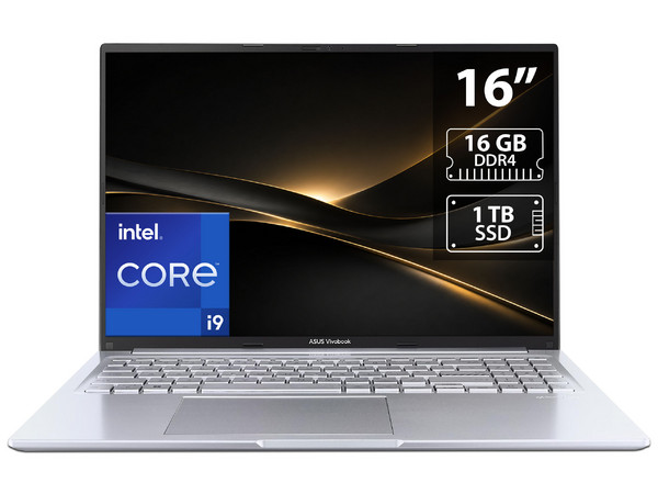 Laptop ASUS VivoBook 16: 
Procesador Intel Core i9 13900H (hasta 5.4 GHz), 
Memoria de 16GB DDR4, 
SSD de 1TB, 
Pantalla de 16