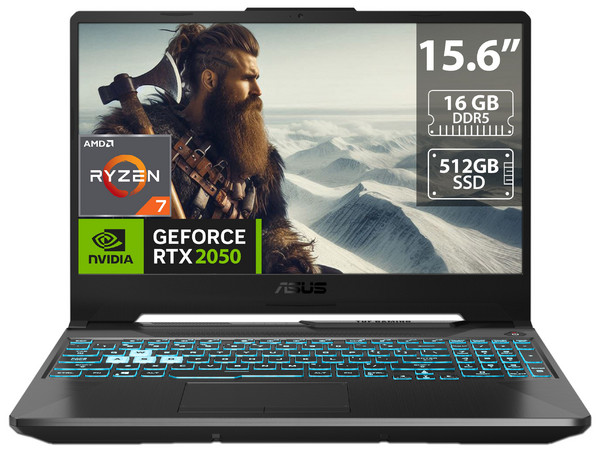 Laptop Gamer ASUS TUF Gaming A15: 
Procesador AMD Ryzen 7 7435HS (hasta 4.5 GHz),
Memoria de 16GB DDR5, 
SSD de 512GB, 
Pantalla de 15.6
