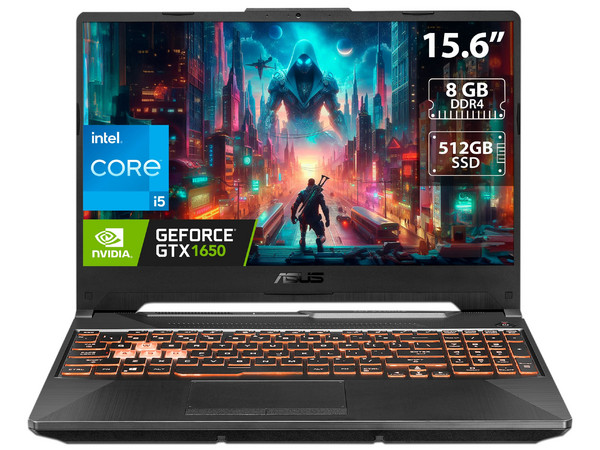 Laptop Gamer ASUS TUF Gaming F15:
Procesador Intel Core i5 10300H (hasta 4.50 GHz),
Memoria de 8GB DDR4,
SSD de 512GB,
Pantalla de 15.6