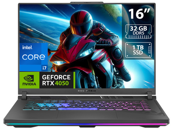 Laptop Gamer ASUS ROG Strix G16:
Procesador Intel Core i7 13650HX (Hasta 4.9 GHz),
Memoria de 32GB DDR5,
SSD de 1TB,
Pantalla de 16