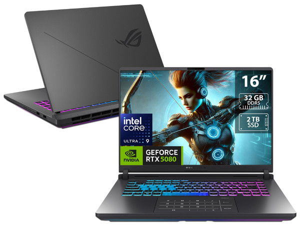 Laptop ASUS ROG Strix G16 G615LW:
Procesador Intel Core Ultra 9 275HX (hasta 5.4 GHz),
Memoria de 32GB DDR5,
SSD de 2TB,
Pantalla de 16