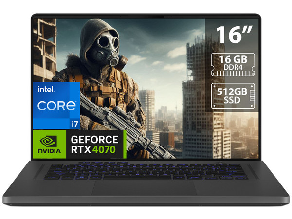 Laptop Gamer ASUS ROG Zephyrus G16: 
Procesador Intel Core i7 13620H (hasta 4.9 GHz), 
Memoria de 16GB DDR4, 
SSD de 512GB, 
Pantalla de 16