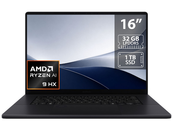 Laptop ASUS ProArt P16 H7606WM:
Procesador AMD Ryzen 9 AI HX 370 (hasta 5.1 GHz),
Memoria de 32GB LPDDR5,
SSD de 1TB,
Pantalla de 16