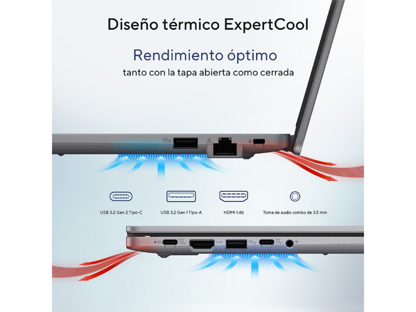 Laptop ASUS ExpertBook   P1503CVA-i716G512-P1 :
Procesador Intel Core i7 13620H (Hasta 4.9 GHz ),
Memoria de 16GB DDR5,
SSD de 512GB,
Pantalla de 15.6