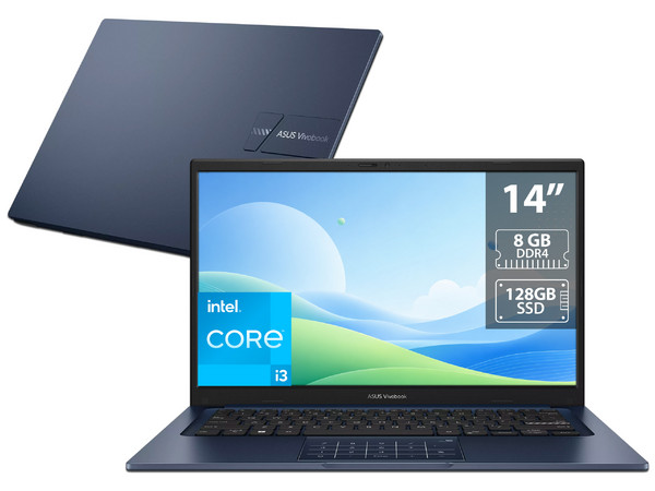 Laptop Asus VivoBook 14: 
Procesador Intel Core i3 1315U (hasta 4.5 GHz), 
Memoria de 8GB DDR4, 
SSD de 128GB, 
Pantalla de 14