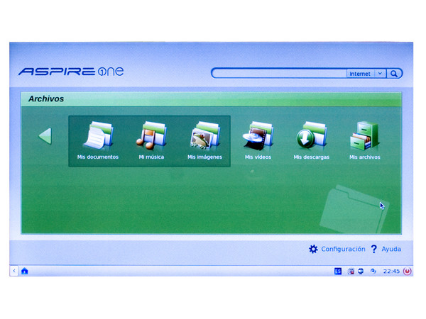 UltraPortátil Netbook Acer Aspire One:
Procesador Intel Atom N270 (1.60 GHz),
Memoria de 512MB DDR II,  Almacenamiento Interno 8GB,
Pantalla de 8.9