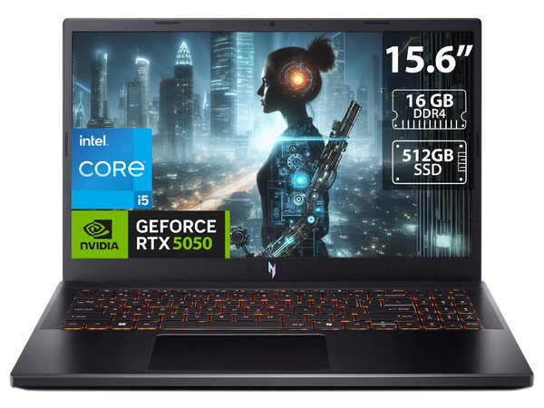 Laptop Gamer Acer Nitro V 15: 
Procesador Intel Core i5 13420H (hasta 4.6 GHz), 
Memoria de 16GB DDR4, 
SSD de 512GB, 
Pantalla de 15.6