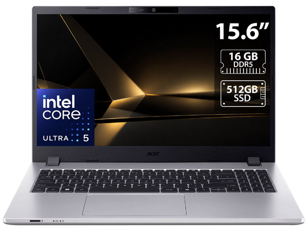 Laptop Acer TravelMate P2 15:
Procesador Intel Core Ultra 5 125H (hasta 4.5 GHz),
Memoria de 16GB DDR5,
SSD de 512GB,
Pantalla de 15.6