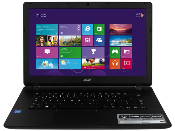 Laptop Acer ES1 (ES1-511-C4TC):
Procesador Intel Celeron N2830 (hasta 2.41 GHz),
Memoria de 2 GB DDR3, D.D. de 500 GB,
Pantalla LED de 15.6