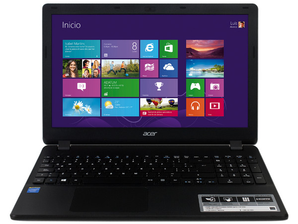 Laptop Acer ES1 (ES1-512-C28V):
Procesador Intel Celeron N2840 (hasta 2.58 GHz),
Memoria de 2 GB DDR3L, D.D. de 500 GB,
Pantalla LED de 15.6