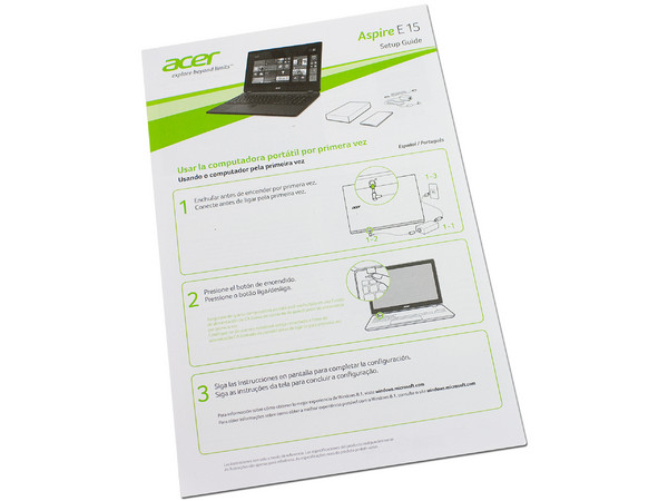 Laptop Acer ES1 (ES1-512-C28V):
Procesador Intel Celeron N2840 (hasta 2.58 GHz),
Memoria de 2 GB DDR3L, D.D. de 500 GB,
Pantalla LED de 15.6
