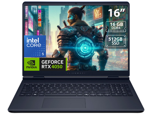 Laptop Gamer Alienware Aurora 16: 
Procesador Intel Core 5 210H (hasta 4.8 GHz), 
Memoria de 16GB DDR4, 
SSD de 512GB, 
Pantalla de 16