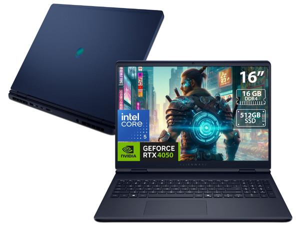 Laptop Gamer Alienware Aurora 16: 
Procesador Intel Core 5 210H (hasta 4.8 GHz), 
Memoria de 16GB DDR4, 
SSD de 512GB, 
Pantalla de 16