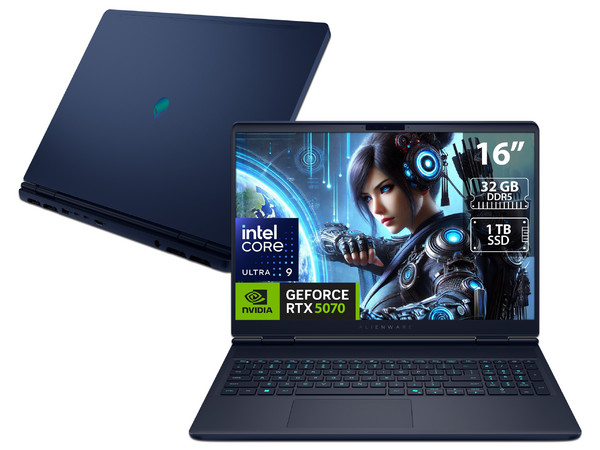 Laptop Gamer Alienware Aurora 16:
Procesador Intel Core Ultra 9 275HX (Hasta 5.4 GHz),
Memoria de 32GB DDR5,
SSD de 1TB,
Pantalla de 16