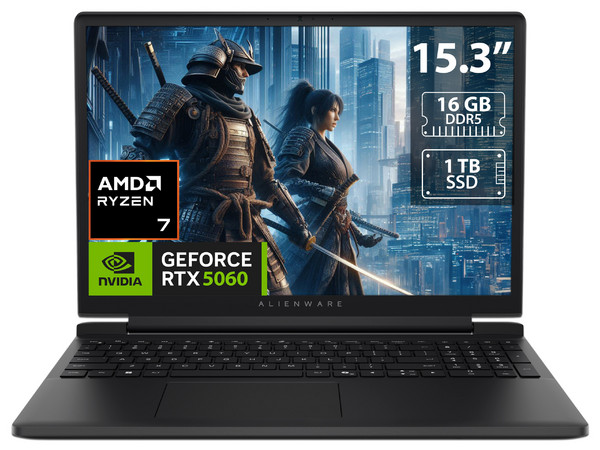 Laptop Gamer Alienware LDA15265: 
Procesador AMD Ryzen 7 260 (hasta 5.1 GHz), 
Memoria de 16GB DDR5, 
SSD de 1TB, 
Pantalla de 15.3