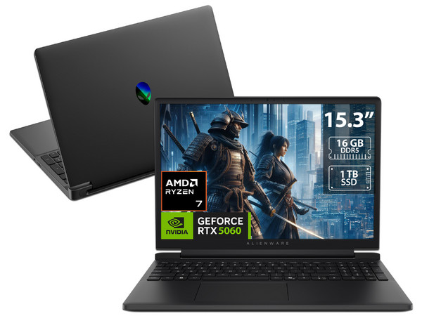Laptop Gamer Alienware LDA15265: 
Procesador AMD Ryzen 7 260 (hasta 5.1 GHz), 
Memoria de 16GB DDR5, 
SSD de 1TB, 
Pantalla de 15.3