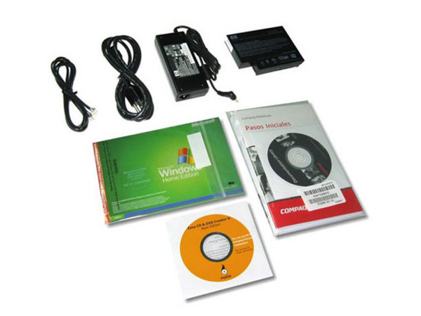 Portátil Compaq Presario 2150LA,
Procesador AMD Athlon XP de 2800+,
Memoria de 256 MB DDR, Pantalla de 15Pulg.
Disco Duro de 30GB, DVD-ROM y CD-RW (combo)
Modem 56K y Red 10/100Mbps