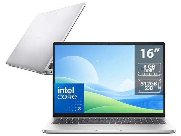 Laptop DELL Pro 16: 
Procesador Intel Core 3 100U (hasta 4.7 GHz), 
Memoria de 8GB DDR4, 
SSD de 512GB, 
Pantalla de 16