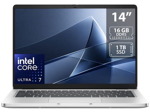 Laptop DELL Pro 14: 
Procesador Intel Core Ultra 7 255U (hasta 5.2 GHz), 
Memoria de 16GB DDR5, 
SSD de 1TB, 
Pantalla de 14