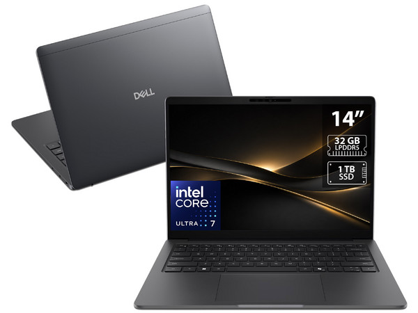 Laptop DELL Pro 7 P714260:
Procesador Intel Core Ultra 7 365 (hasta 4.8 GHz),
Memoria de 32GB LPDDR5,
SSD de 1TB,
Pantalla de 14