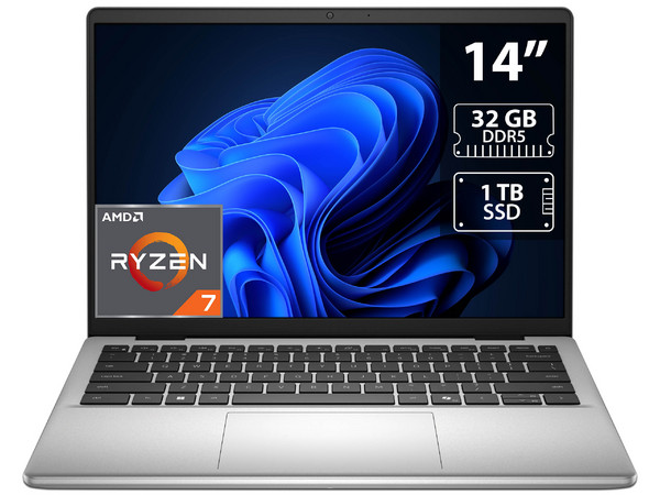 Laptop DELL Pro 14 Essential: 
Procesador AMD Ryzen 7 Pro 250 (hasta 5.1 GHz), 
Memoria de 32GB DDR5, 
SSD de 1TB, 
Pantalla de 14