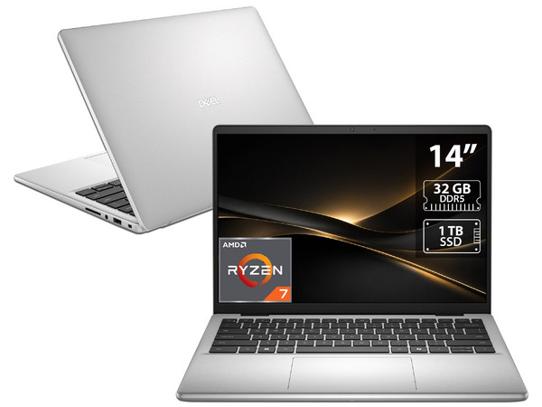 Laptop DELL Pro 14 Essential: 
Procesador AMD Ryzen 7 Pro 250 (hasta 5.1 GHz), 
Memoria de 32GB DDR5, 
SSD de 1TB, 
Pantalla de 14