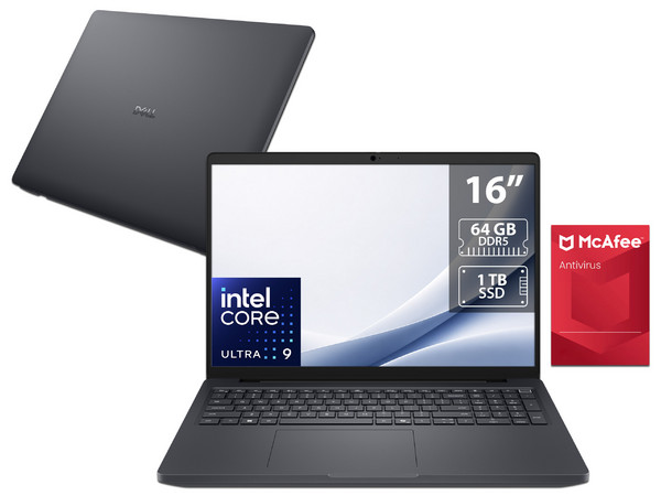 Workstation DELL Pro Max 16: 
Procesador Intel Core Ultra 9 285H (hasta 5.4 GHz), 
Memoria de 64GB DDR5, 
SSD de 1TB, 
Pantalla de 16
