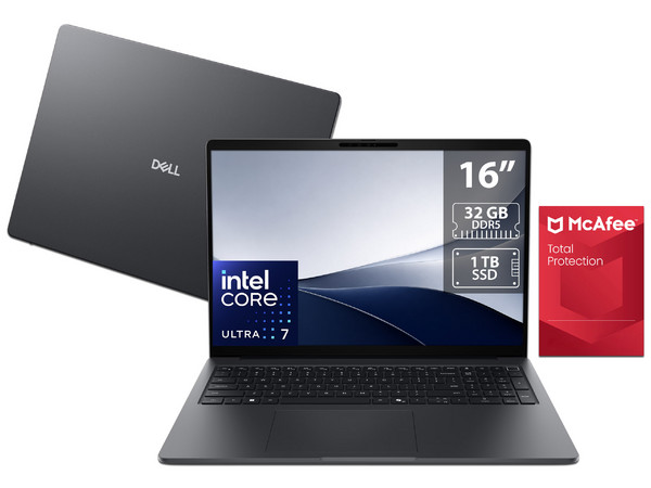 Laptop DELL Pro 5: 
Procesador Intel Core Ultra 7 355 (hasta 4.7 GHz), 
Memoria de 32GB DDR5, 
SSD de 1TB, 
Pantalla de 16