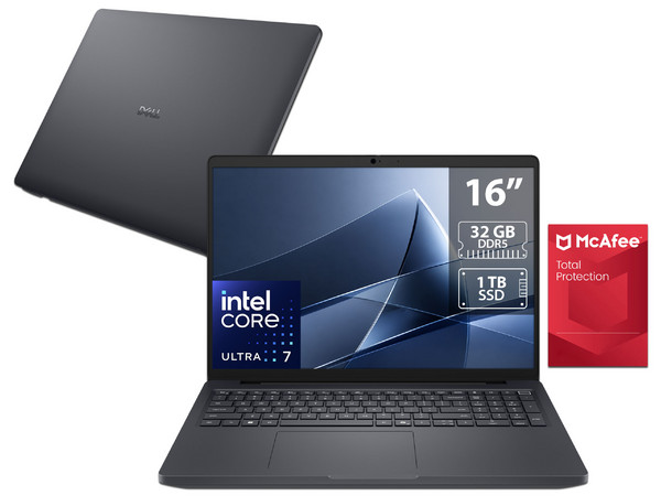 Workstation DELL Pro Max 16: 
Procesador Intel Core Ultra 7 255H (hasta 5.1 GHz), 
Memoria de 32GB DDR5, 
SSD de 1TB, 
Pantalla de 16