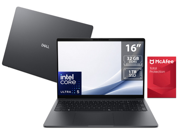 Laptop DELL Pro 5: 
Procesador Intel Core Ultra 5 322 (hasta 4.4 GHz), 
Memoria de 32GB DDR5, 
SSD de 1TB, 
Pantalla de 16