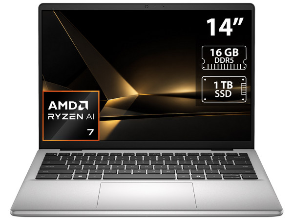 Laptop DELL Pro DC14255: 
Procesador AMD Ryzen AI 7 350 (hasta 5.0 GHz), 
Memoria de 16GB DDR5, 
SSD de 1TB, 
Pantalla de 14