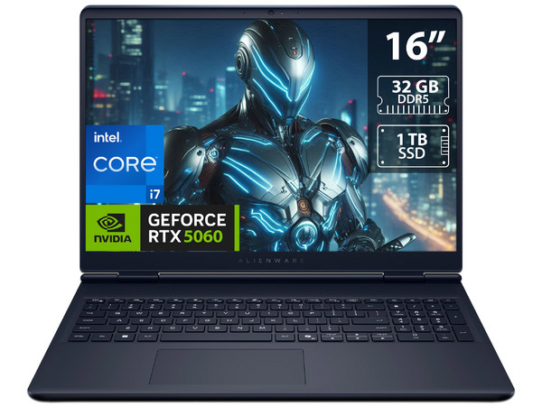 Laptop DELL Alienware 16 Aurora:
Procesador Intel Core 7 240H (hasta 5.2 GHz),
Memoria de 32GB DDR5,
SSD de 1TB,
Pantalla de 16